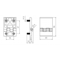 60 x 90mm Zinc Screw-on Hinge w/M8 Studs