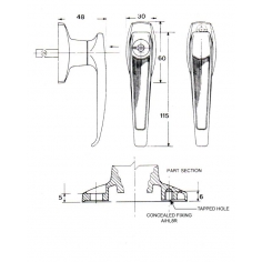 "L" Chrome Handle Rear Fix Locking