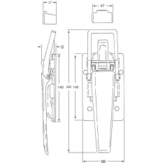 Over Centre Catch ZP Steel C/W Hook