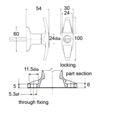 T Handle Black Plastic Locking KA