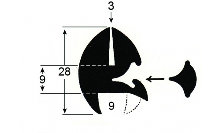 9mm Max to 6mm Min Glass x 9mm Gap x 3mm Metal